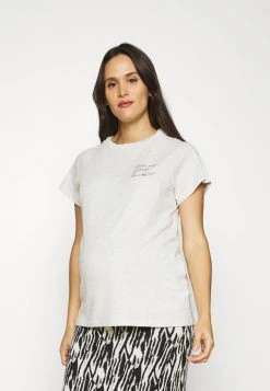 MAMALICIOUS MLKIKY JUNE - T-shirt Imprimé - Oatmeal Melange