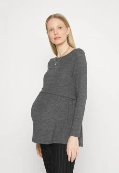 MAMALICIOUS MLANABEL JUNE - T-shirt à Manches Longues - Dark Grey Melange