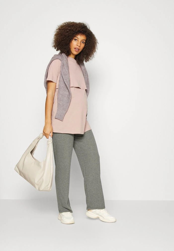 MAMALICIOUS MLGINNIE RELAXED - Pantalon Classique - Beluga Melange – Image 2