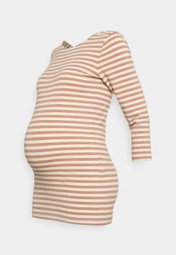 MAMALICIOUS MLMOLLY - T-shirt à Manches Longues - White/brown