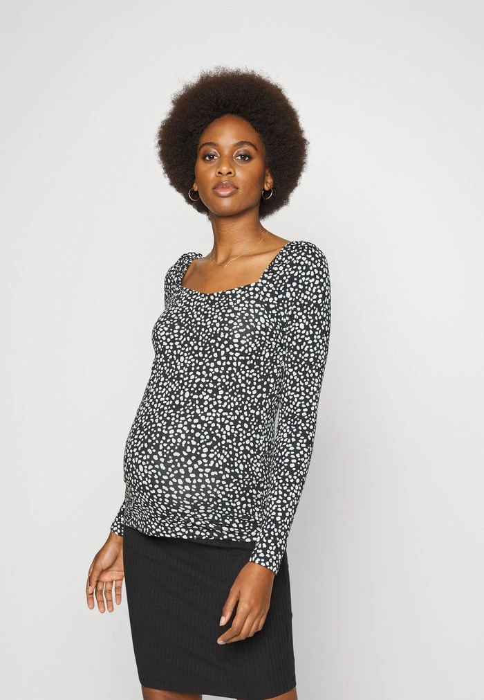 MAMALICIOUS MLTINE SQUARE DOT - T-shirt à Manches Longues - Black