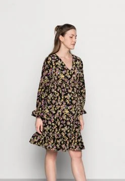 MAMALICIOUS MLEMRA WOVEN DRESS - Robe De Jour - Black/snow White / Fall Leaf /dewberry