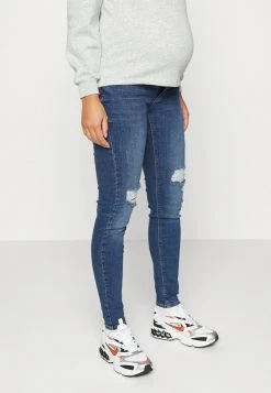 MAMALICIOUS MLFRIDA HEAVY DESTROYED - Jeans Skinny - Medium Blue Denim