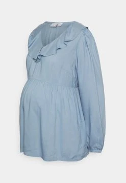 MAMALICIOUS MLMERCY FRILL - Blouse - Faded Denim
