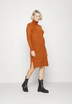 MAMALICIOUS SUNN HIGH NECK DRESS - Robe Pull - Umber