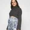MAMALICIOUS MLCOURT KNITROLLNECK CROP - Pullover - Dark Grey Melange