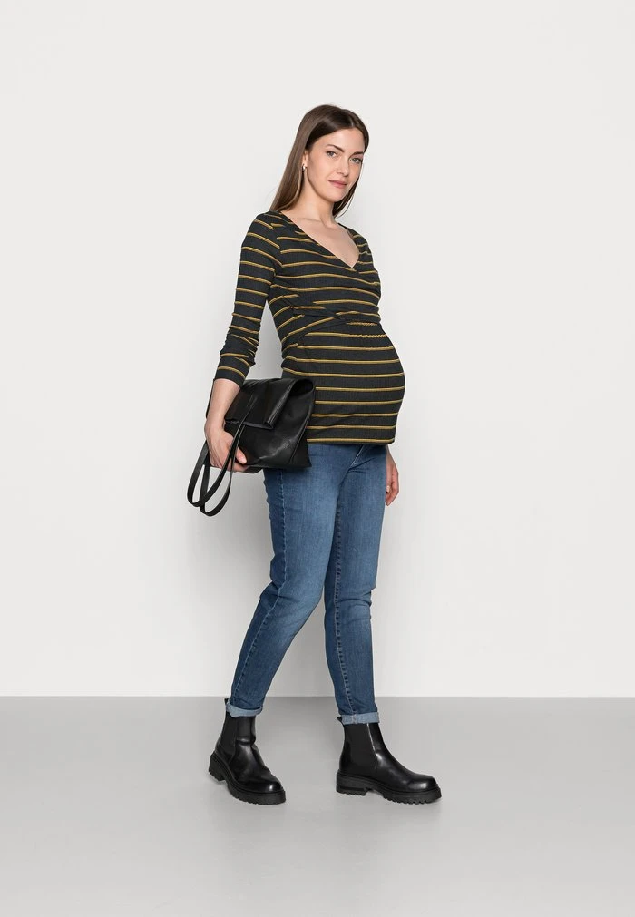 MAMALICIOUS NURSING - T-shirt à Manches Longues - Dark Grey Melange/autumn Blaze – Image 2