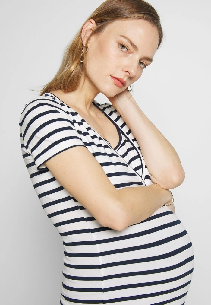 MAMALICIOUS 2 PACK MLLEA TESS MIX TOP - T-shirt Imprimé - Snow White / Navy – Image 6