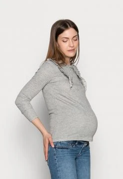 MAMALICIOUS MLFEY - T-shirt à Manches Longues - Light Grey Melange