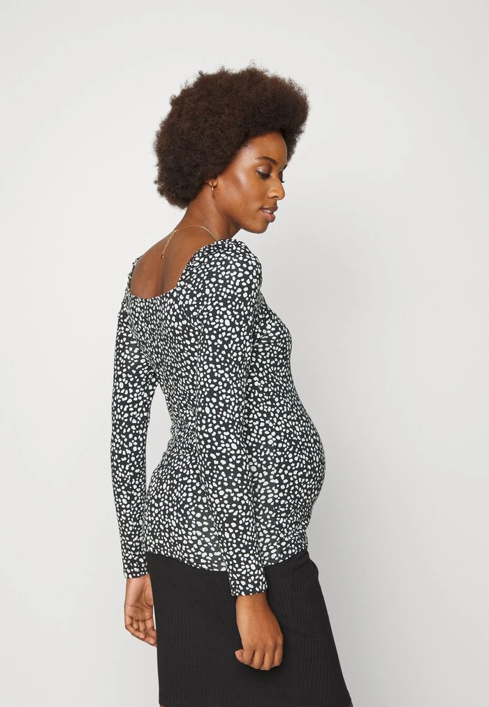 MAMALICIOUS MLTINE SQUARE DOT - T-shirt à Manches Longues - Black – Image 3