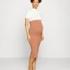 MAMALICIOUS MLSIA MIDI SKIRT - Jupe Crayon - Mocha Mousse