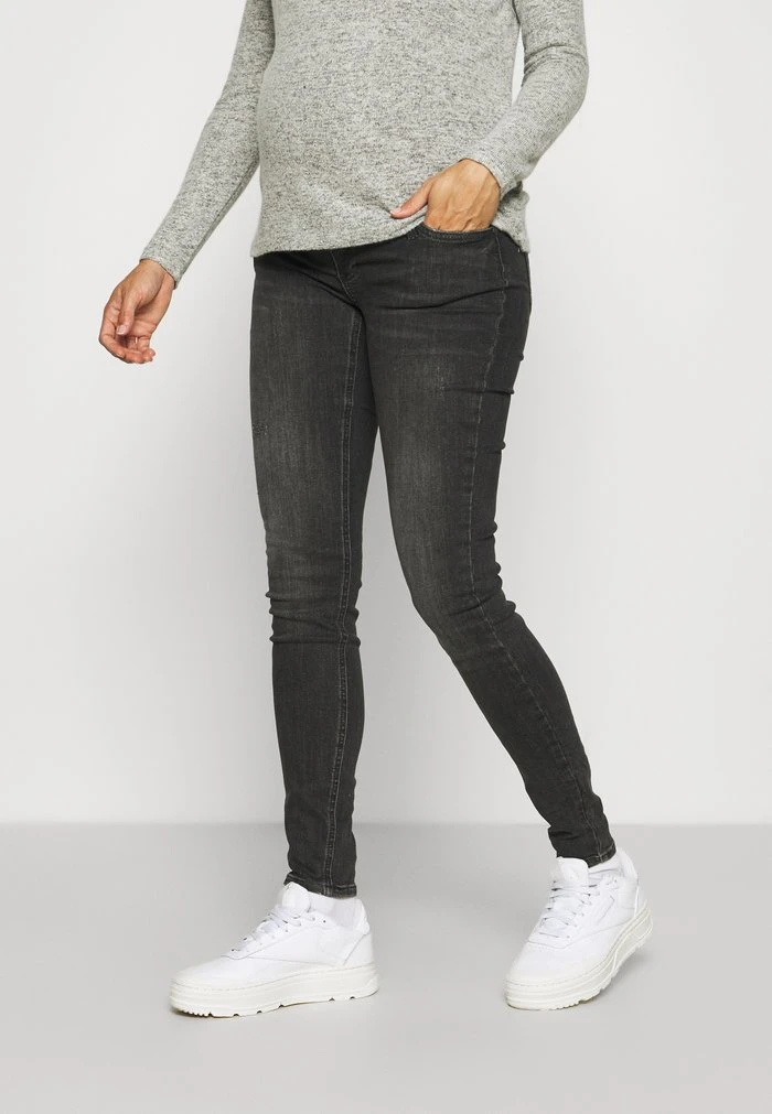 MAMALICIOUS MLSAVANNA ORGANIC - Jeans Skinny - Dark Grey Denim