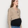MAMALICIOUS MLIZMIR CROPPED CARDIGAN - Gilet - Ecru/ecru Melange