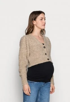 MAMALICIOUS MLIZMIR CROPPED CARDIGAN - Gilet - Ecru/ecru Melange