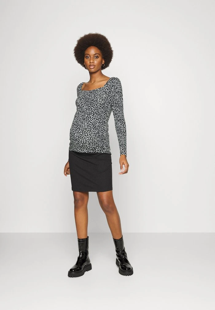 MAMALICIOUS MLTINE SQUARE DOT - T-shirt à Manches Longues - Black – Image 2