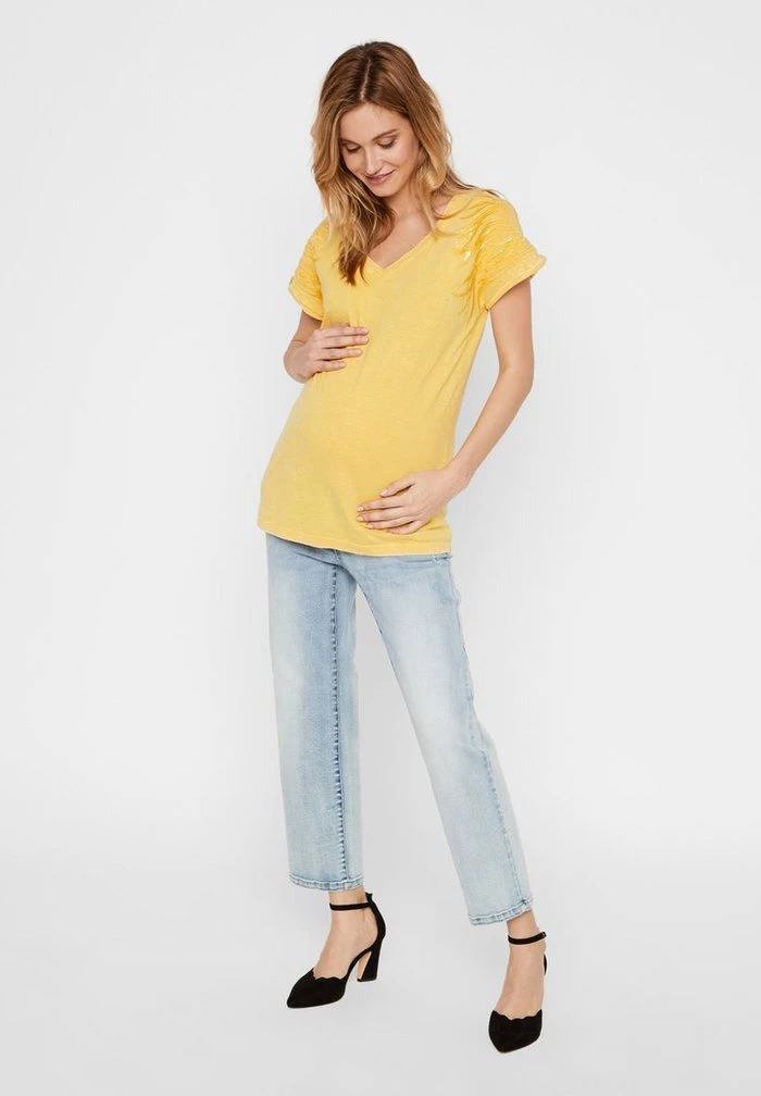 MAMALICIOUS UMSTANDSJEANS CROPPED MOM FIT - Jean Droit - Light Blue Denim – Image 2