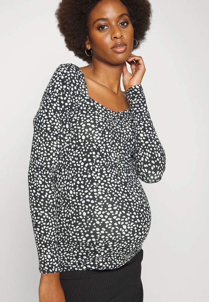 MAMALICIOUS MLTINE SQUARE DOT - T-shirt à Manches Longues - Black – Image 4