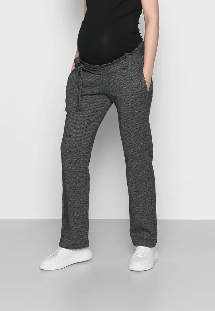 MAMALICIOUS MLPAOLA PANTS - Pantalon Classique - Grey/white