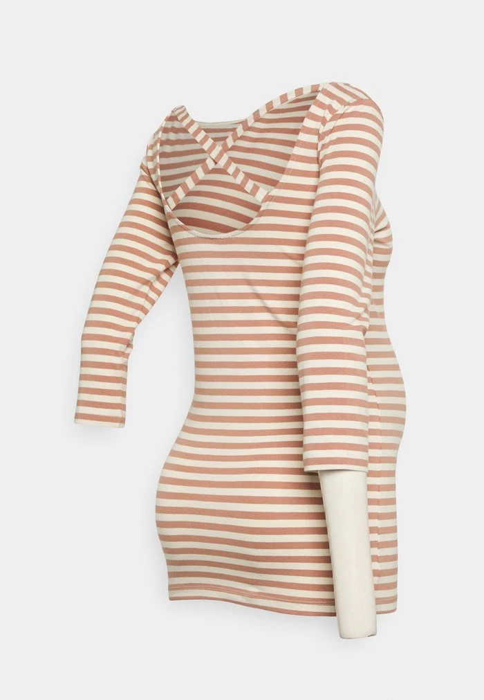 MAMALICIOUS MLMOLLY - T-shirt à Manches Longues - White/brown – Image 2