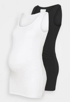 MAMALICIOUS MLLEA ORG TANK TOP 2PACK - Robe En Jersey - Black/snow White