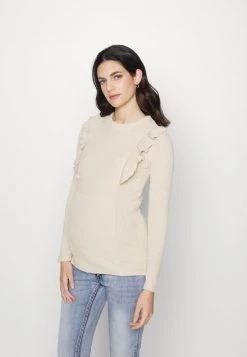 MAMALICIOUS MLTATJANA - T-shirt à Manches Longues - Oatmeal