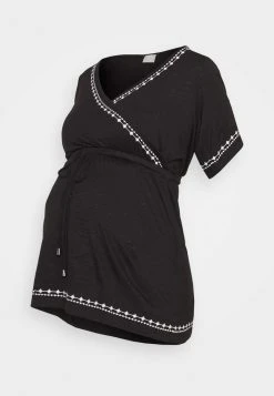 MAMALICIOUS MLKATE TESS - T-shirt Imprimé - Black/white