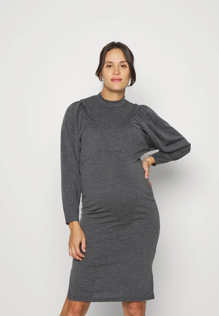 MAMALICIOUS MLTAMIA DRESS - Robe Pull - Medium Grey Melange