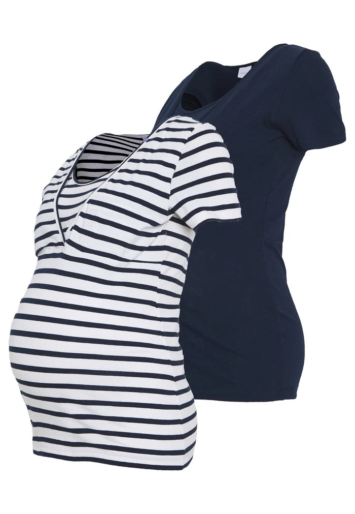 MAMALICIOUS 2 PACK MLLEA TESS MIX TOP - T-shirt Imprimé - Snow White / Navy