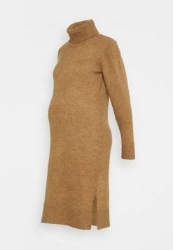 MAMALICIOUS SUNN HIGH NECK DRESS - Robe Pull - Indian Tan
