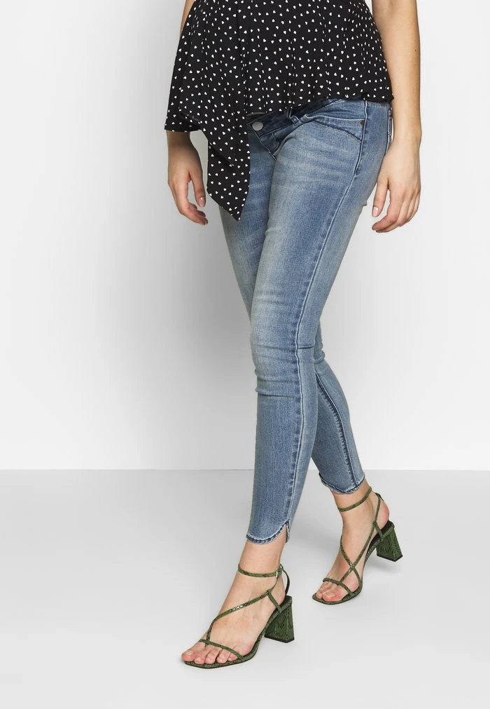 MAMALICIOUS MLLAVAL SPLIT - Jean Slim - Light Blue Denim