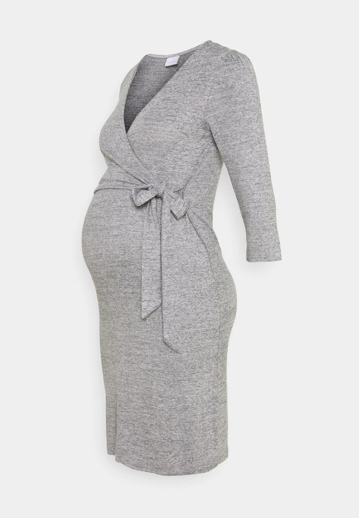 MAMALICIOUS MLILA TESS DRESS - Robe Pull - Medium Grey Melange