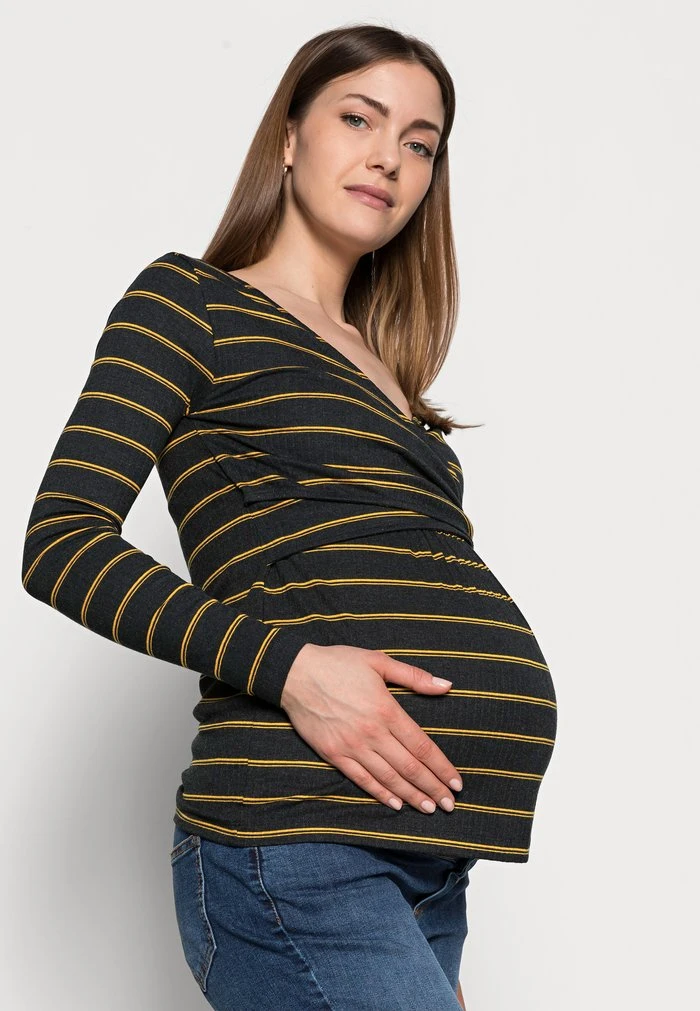 MAMALICIOUS NURSING - T-shirt à Manches Longues - Dark Grey Melange/autumn Blaze – Image 4