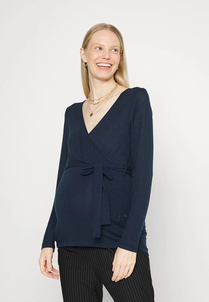 MAMALICIOUS MLLIE WRAP - T-shirt à Manches Longues - Navy Blazer
