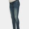 MAMALICIOUS MLFONTANA SHORT BUMPBAND - Jean Slim - Medium Blue Denim/dirty Wash