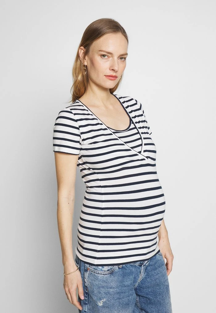 MAMALICIOUS 2 PACK MLLEA TESS MIX TOP - T-shirt Imprimé - Snow White / Navy – Image 3