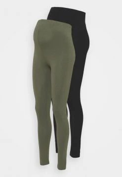 MAMALICIOUS MLLEA LONG 2 PACK - Legging - Black/thyme