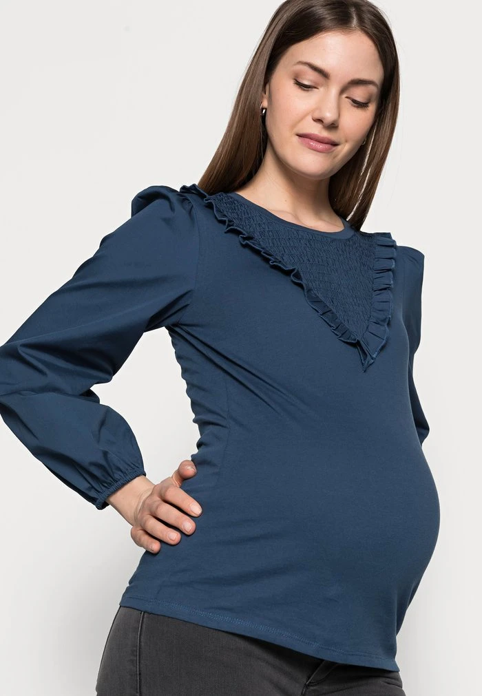 MAMALICIOUS MLNADINE - T-shirt à Manches Longues - Mallard Blue – Image 4