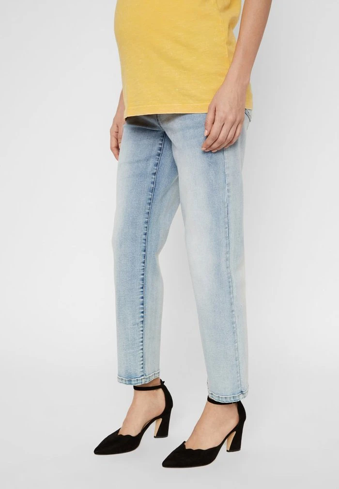 MAMALICIOUS UMSTANDSJEANS CROPPED MOM FIT - Jean Droit - Light Blue Denim
