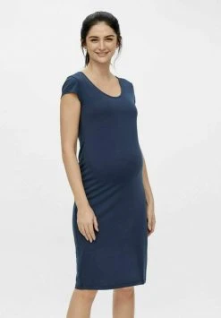 MAMALICIOUS Robe De Jour - Mottled Dark Blue, Dark Blue