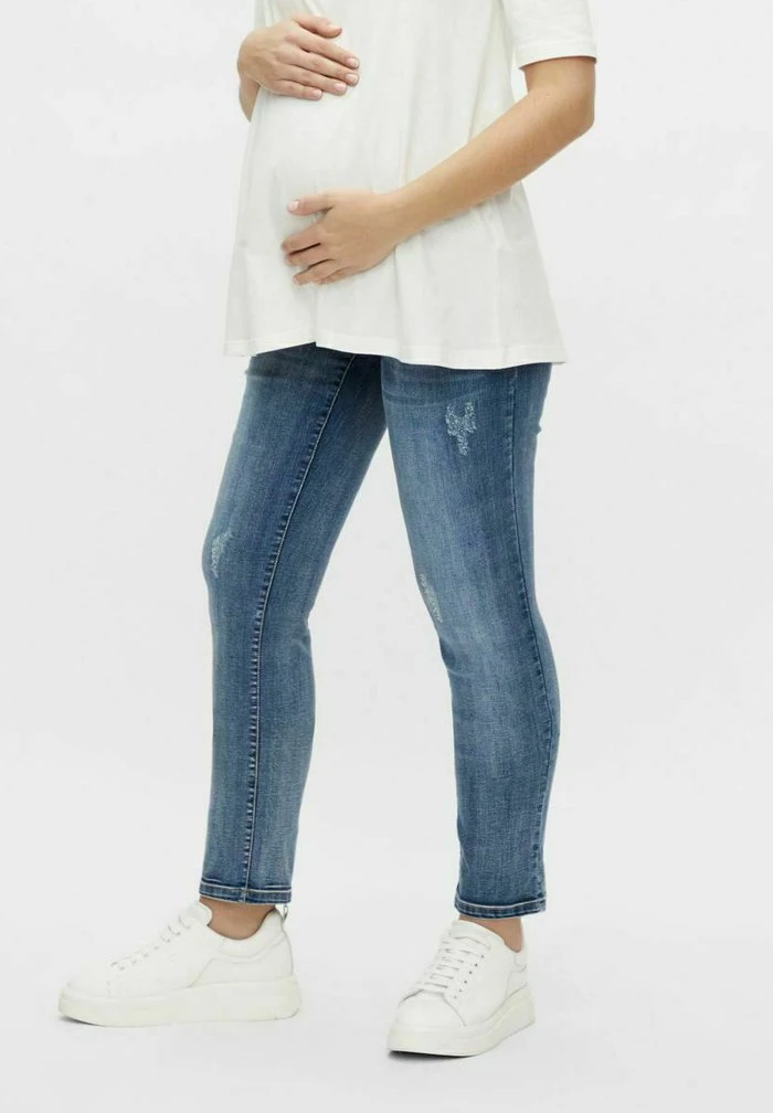 MAMALICIOUS Jean Droit - Light Blue Denim