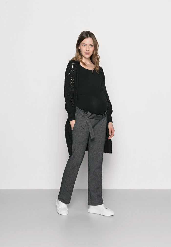 MAMALICIOUS MLPAOLA PANTS - Pantalon Classique - Grey/white – Image 2