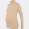 MAMALICIOUS MLSIA ROLLNECK - T-shirt à Manches Longues - Beige