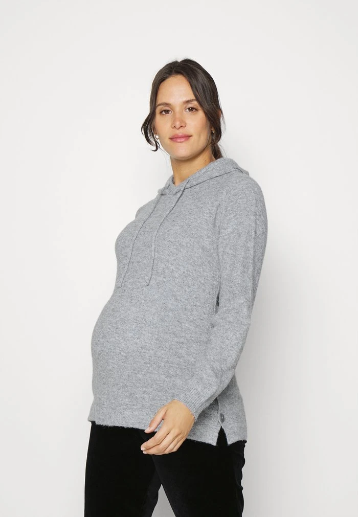 MAMALICIOUS MLYAMILLA HOOD - Pullover - Medium Grey Melange