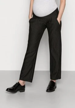 MAMALICIOUS MLMINNA PINSTRIPED PANTS - Pantalon Classique - Black/white